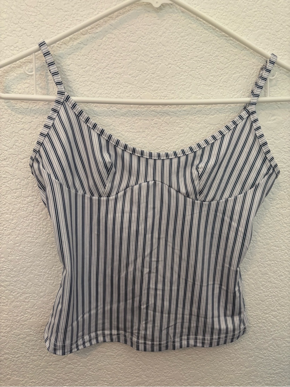 SHEIN Blue & White Vertical Stripe Spaghetti Strap Cami